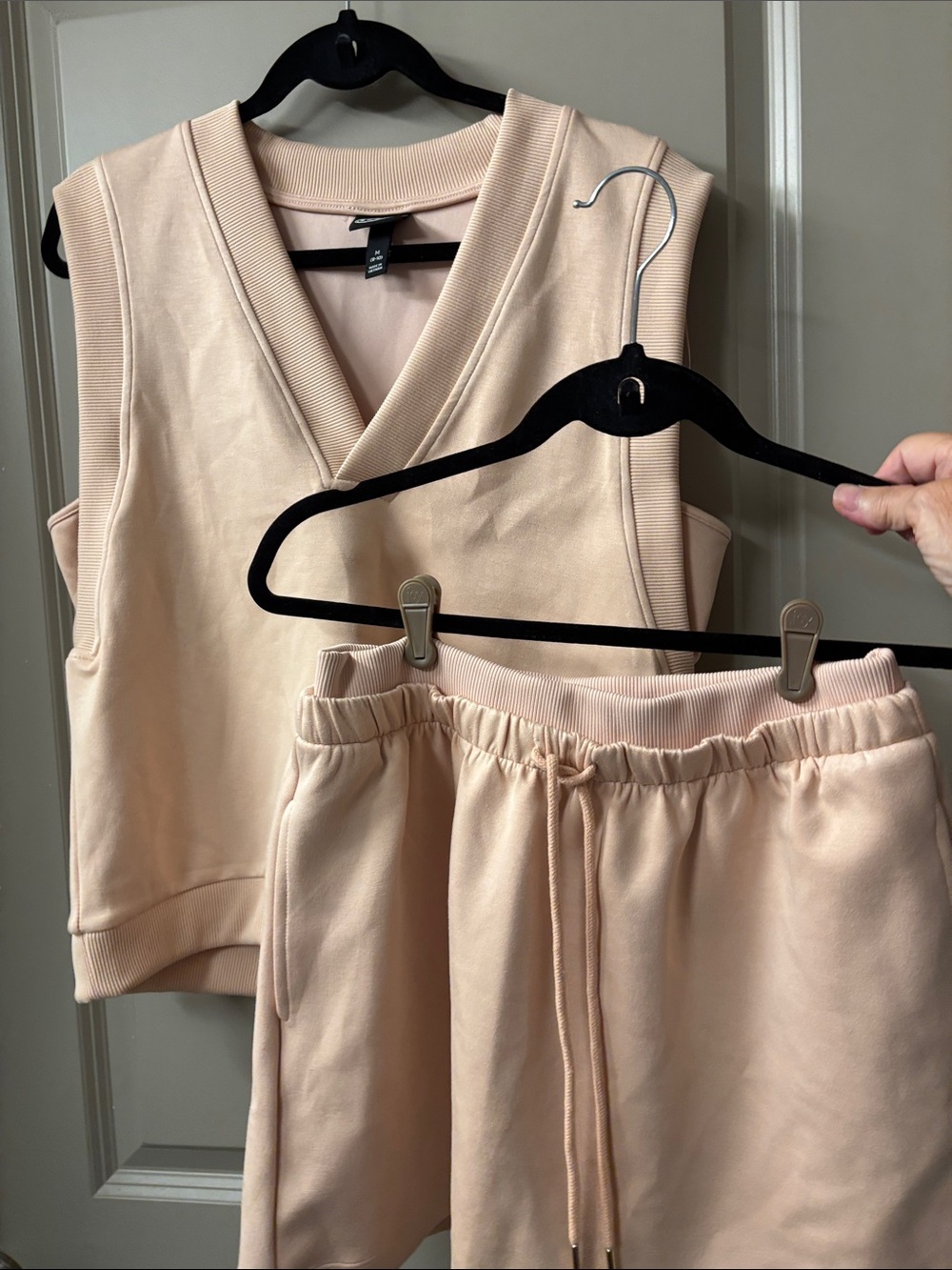 Women's Pale Pink Drawstring Skirt/Skort Set- Casual Lounge Style